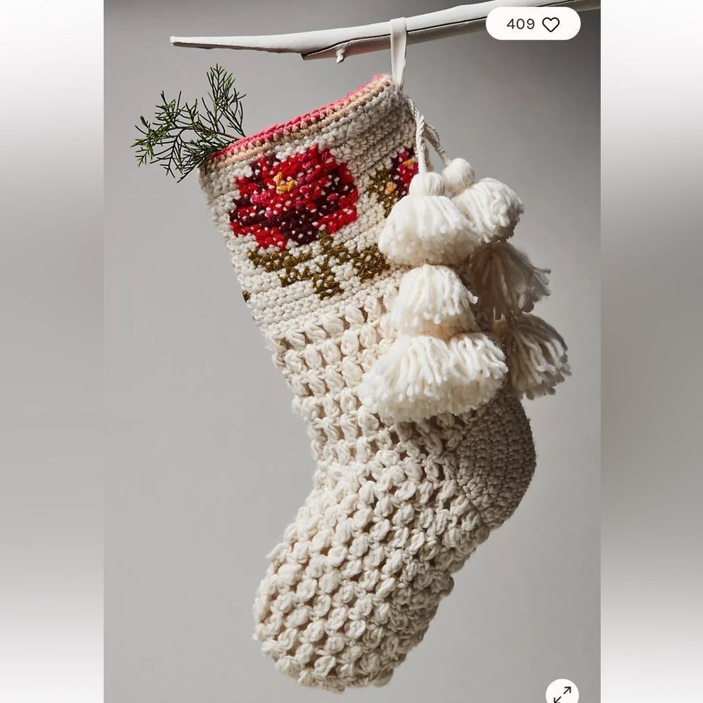 Free People Crochet Christmas stocking